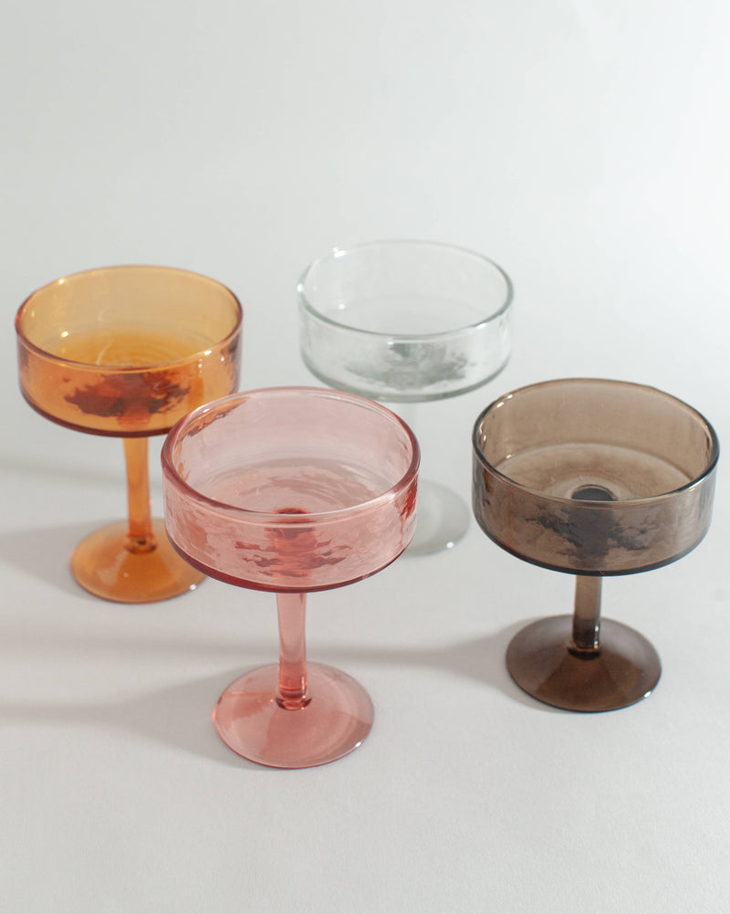 ‘Creative Woman’ Handblown Hammered Coupe Cocktail Glass Set