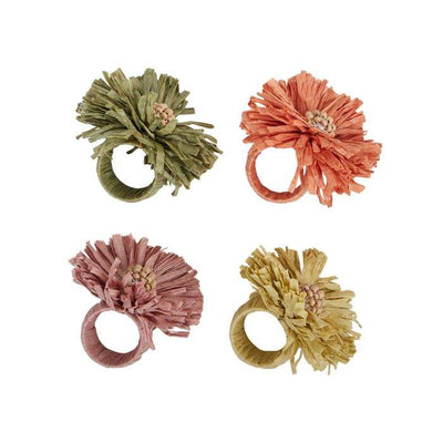 Flora Raffia Napkin Rings 10cm (multi) – peach