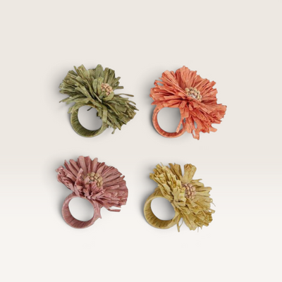 Flora Raffia Napkin Rings 10cm (multi) – peach