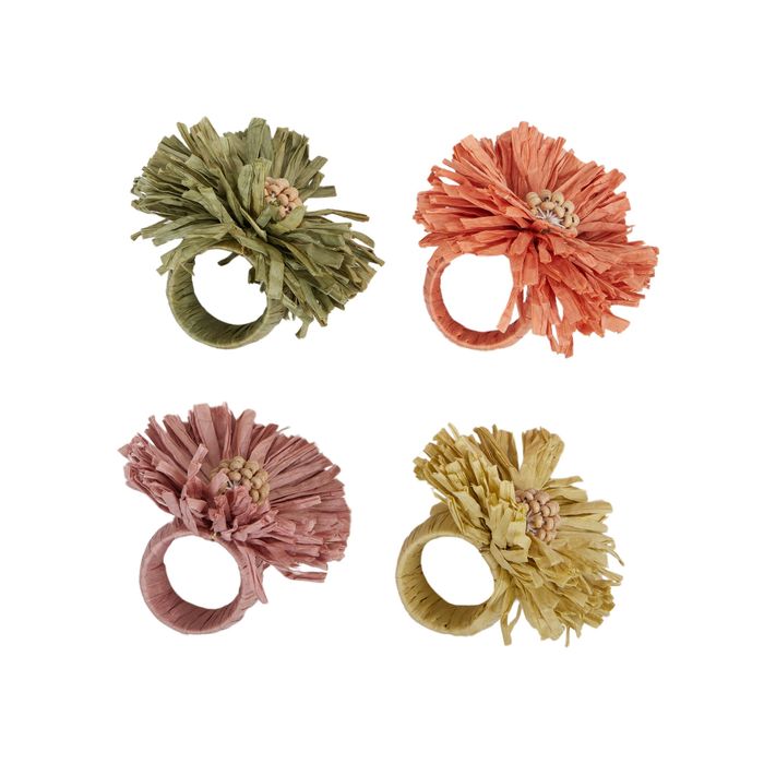 Flora Raffia Napkin Rings 10cm (multi)