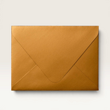 Christmas Greeting Card with a matte antique gold envelope, made from premium paper, and gold foil accents inside.