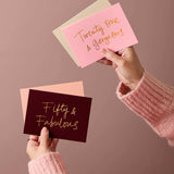 ‘Gabrille & Celine’ Fifty & Fabulours Birthday Signature Foil Greeting Card-House of Holabox