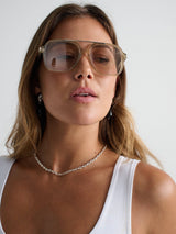 Giselle Aviator Sunglasses - Clear Grey-House of Holabox