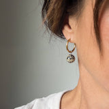 Gold Huggie Earrings with Removable Dalmation Jasper Charm-House of Holabox
