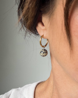 Gold Huggie Earrings with Removable Dalmation Jasper Charm-House of Holabox