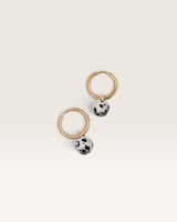 Gold Huggie Earrings with Removable Dalmation Jasper Charm-House of Holabox