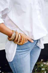 Greenwood Designs handmade resin stacking cuffs in assorted colours for layered style