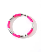 ‘Greenwood Designs’ Stacking Bangles - Assorted-Silver Tubey Hot Pink-House of Holabox
