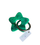 Greenwood Designs star resin keyrings in assorted colors with silver and gold hardware