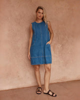 Hart Denim Shift Dress - Classic Blue -House of Holabox