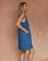 Hart Denim Shift Dress - Classic Blue -House of Holabox