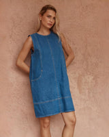 Hart Denim Shift Dress - Classic Blue 6 -House of Holabox
