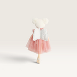 House of Holabox Alimrose Ava Angel Doll in blush pink tulle dress with sparkly silver wings and pom pom hair