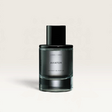 House of Holabox Solid State Aviator Extrait de Parfum 50ml glass bottle with black cap on a reflective surface