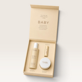 House of Holabox Stray Willow baby body care trio set featuring bath oil, bum balm, and protective balm stick in box