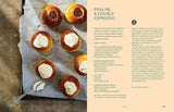 House of Holabox Buns cookbook open to a recipe page for Praline and Double Espresso buns with a photo of cream buns.