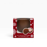 House of Holabox Cocoba milk chocolate hot chocolate bomb with mini marshmallows in festive red Christmas packaging