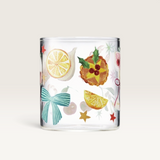 House of Holabox Ecology Porto Tis The Season borosilicate glass tumbler featuring festive holiday illustrations.