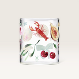 House of Holabox Ecology Porto Tis The Season borosilicate glass tumbler with festive holiday food illustrations