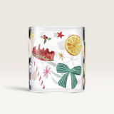 House of Holabox Ecology Porto Tis The Season borosilicate glass tumbler with festive Christmas treat illustrations.