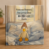 House of Holabox hardcover children's book The Little Dog and the Lost Duck with warm, gentle storybook illustration.