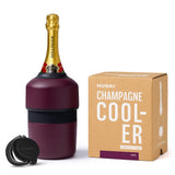 House of Holabox Huski champagne cooler in malbec with a bottle of Bollinger and included BubbleLock bottle stopper