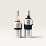 House of Holabox Huski stainless steel wine coolers holding chilled wine bottles with adjustable black flexi-fit lids