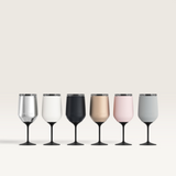 House of Holabox Huski Wine Tumbler 2.0 set in six assorted colours with detachable black stems and clear lids