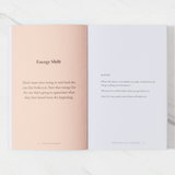 House of Holabox paperback book open to pages 40 and 41 featuring inspirational quotes by Charlotte Freeman