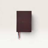 House of Holabox Jour Studio dark brown linen planner with 2026 embossed and three colourful ribbon bookmarks