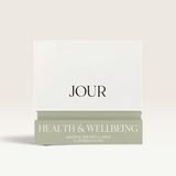 House of Holabox Jour Studio health and wellbeing journal prompt cards and affirmations deck in sage green and white