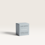 House of Holabox Lady Myrtle Balance shower steamer in a light blue box with essential oils for a spa experience