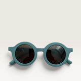 House of Holabox Little Drop kids sunglasses in sage green with round frames and UV400 protective acrylic lenses