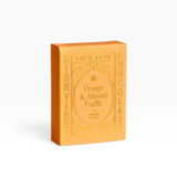 House of Holabox Loco Love Orange and Almond Truffle chocolate twin pack in a vibrant orange box with gold lettering.