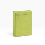 House of Holabox Loco Love Pistachio Mylk Praline chocolate bar box in light green with gold embossed text