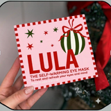 House of Holabox Lula limited edition Christmas self-warming eye mask gift box with festive red and green design