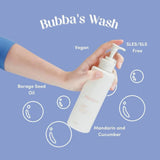 House of Holabox Mamave Bubba’s Wash bottle with pump dispenser, featuring natural ingredients like mandarin and cucumber.