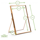 House of Holabox Nicola Spring metallic standing photo frame with slimline rose gold metal edges and folding stand.