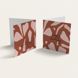 House of Holabox Salty Melon Prints mini square birthday card with abstract terracotta and pink pattern