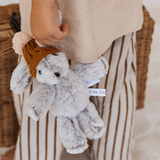House of Holabox and the little dog laughed Mini Edith Rabbit soft toy in pepper plush with a terracotta beanie