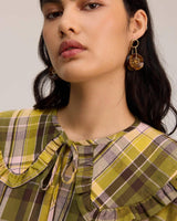 House of Holabox Second Nature earring featuring a sculptural resin flower in Earth Song finish on a gold hoop