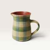 House of Holabox Robert Gordon stoneware jug in a festive cinnamon, green, and cream check pattern, 500ml capacity.