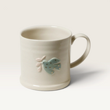 House of Holabox Robert Gordon stoneware mug in dove featuring a hand-painted festive bird motif