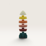 House of Holabox Little Drop Rocket Stackie toy in multi-coloured silicone for stacking and teething play.