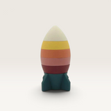 House of Holabox Little Drop Rocket Stackie toy in multi-coloured silicone for stacking and teething