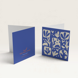 House of Holabox Salty Melon Prints mini greeting card featuring a blue and cream abstract coral patch design.