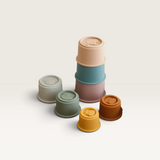House of Holabox animal farm stacker cups in muted pastel colours with embossed animal designs for toddlers
