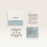 House of Holabox Jour Studio spiritual growth journal prompt cards with affirmation text on a neutral background