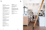 House of Holabox Still book interior page featuring a child in a bright, modern kitchen with wooden cabinetry.