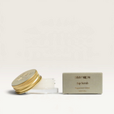 House of Holabox Stray Willow Peppermint Crème lip scrub in a small glass jar with gold lid and matching box